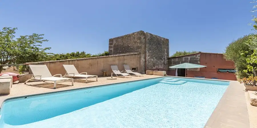 Classic country finca house with restored mill close to Es Trenc