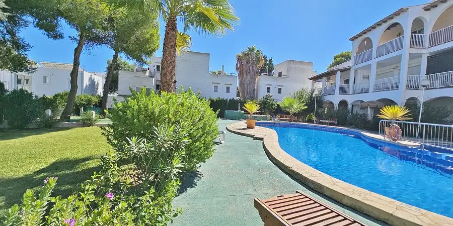 Cala Dor one bedroom apartment with large terrace and pool beside cala Esmeralda beach
